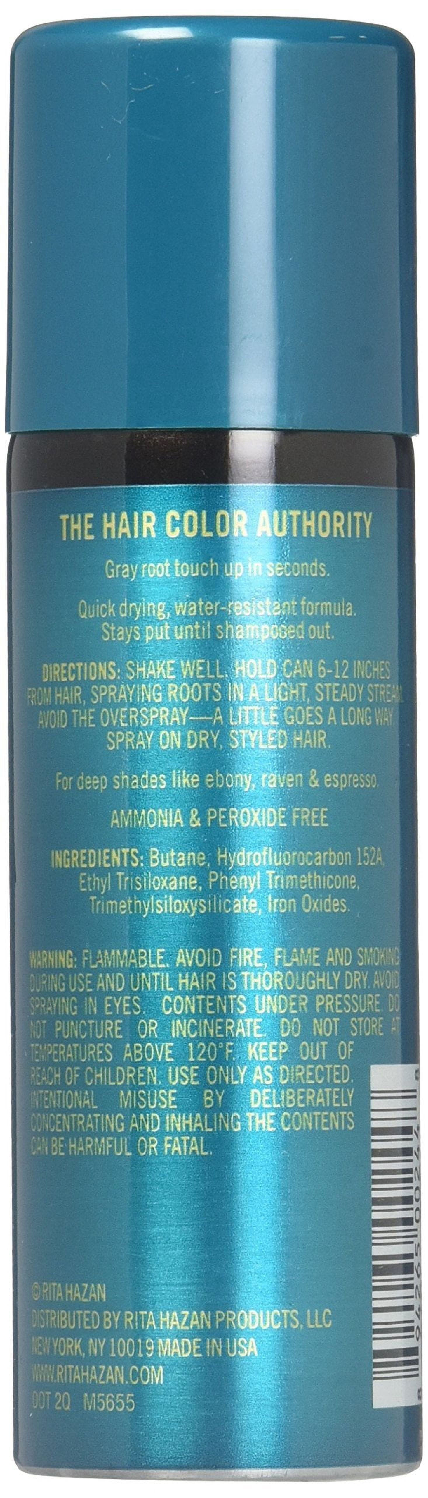 Rita Hazan Root Concealer Touch-up Hair Spray, Dark Brown / Black, 2 oz