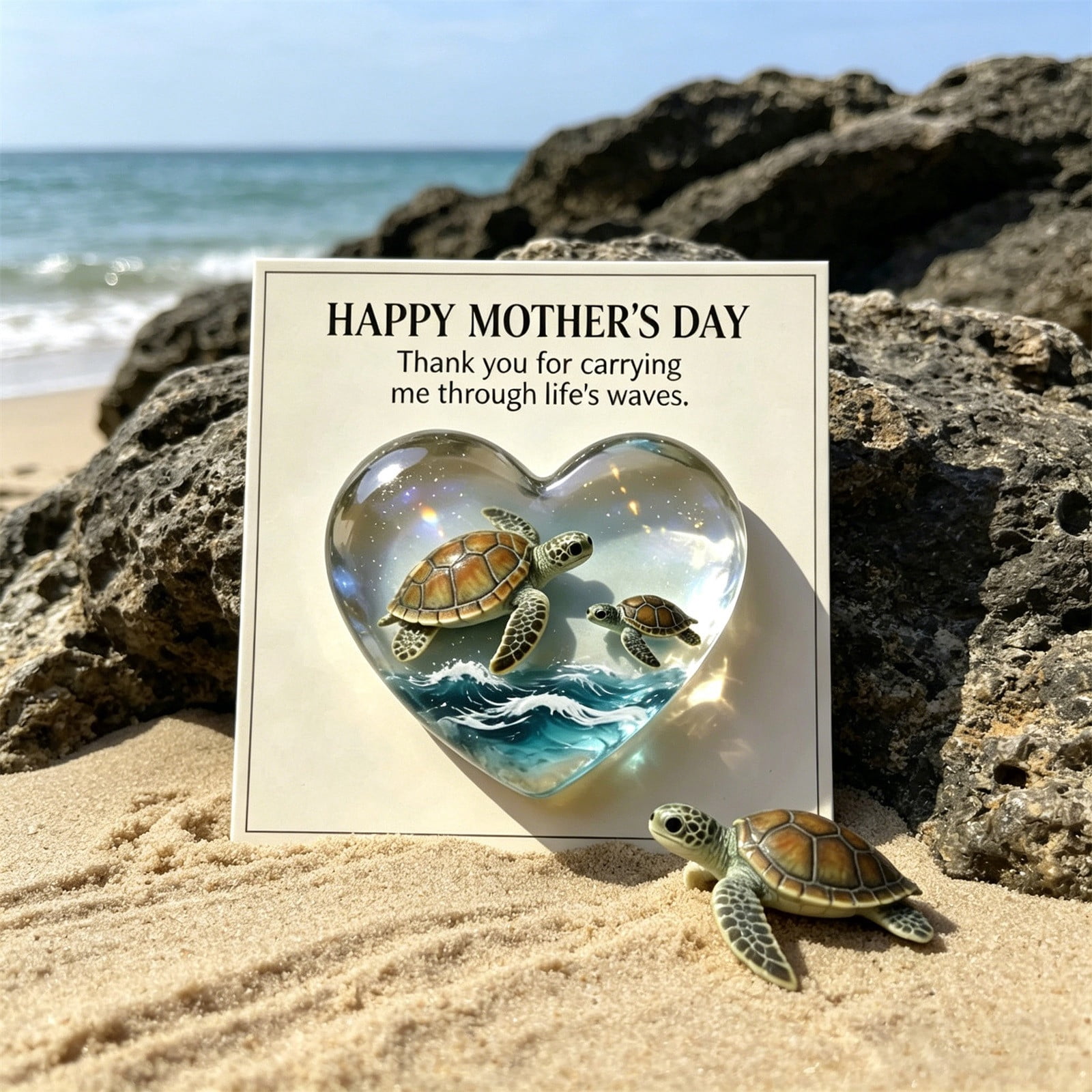 10Pcs Mothers Day Gift Card Holder, Fufafayo Mother's Day Gift Card Holder, Themed Pocket Gift Card Decoration, Sea Turtle Greeting Card Envelope for Birthday Wedding Celebration, Cute Gift Card