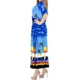 thumbnail image 4 of HAPPY BAY Women's Loungewear Casual Long Kaftan Beach Cover Up Slit Dress Maxi Dresses Caftans for Women 2X-3X Aqua, Palm Tree, 4 of 5