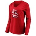 thumbnail image 2 of Women's Red St. Louis Cardinals Team Long Sleeve V-Neck T-Shirt, 2 of 3