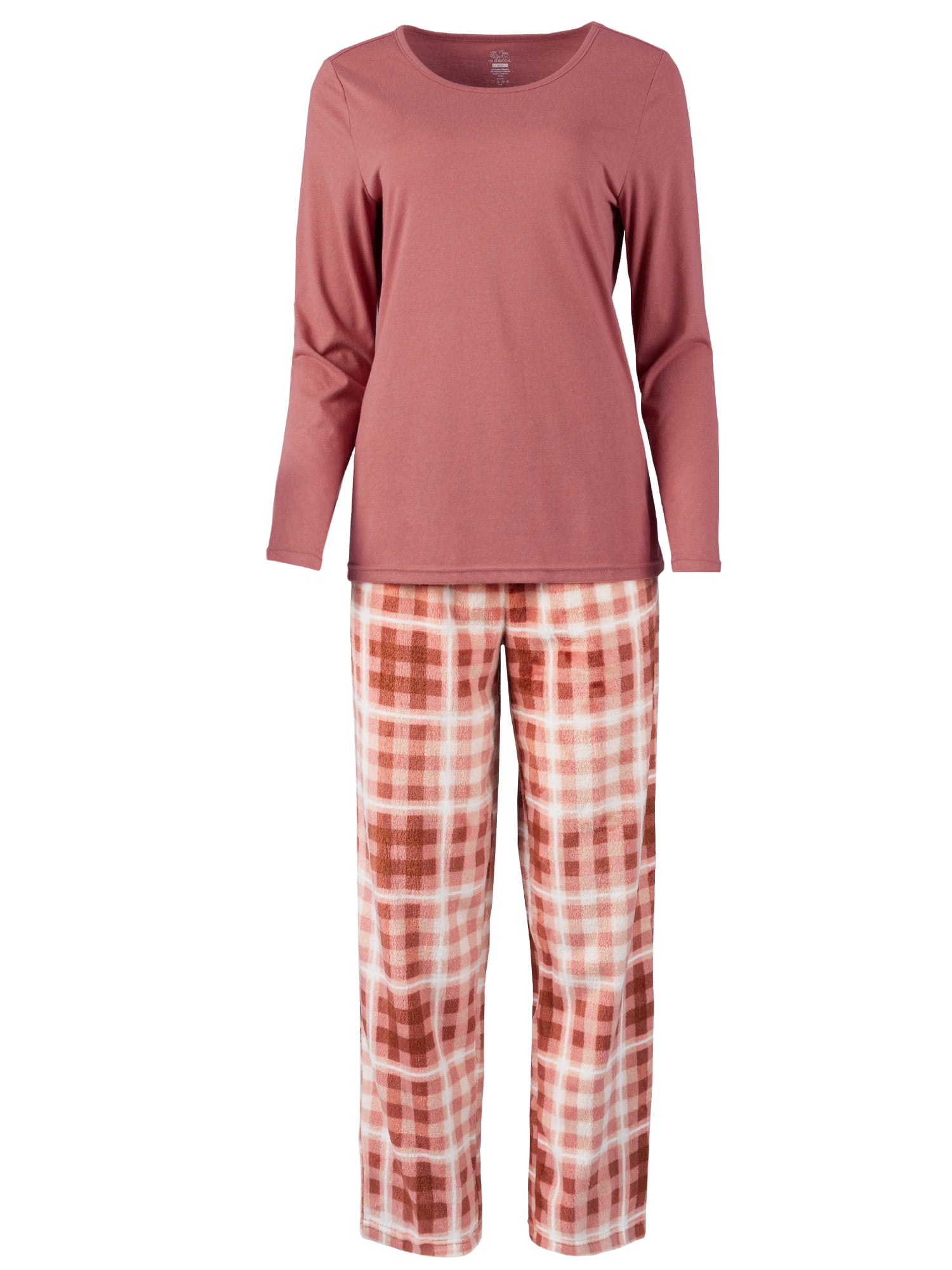 Fruit of the Loom Women's Beyond Soft Long Sleeve Top & Fleece Bottom Pajama Set, Sizes S-4X
