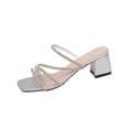 thumbnail image 2 of CQONEPT Women Rhinestone Wedding Flat Sandals Sparkly Prom Strappy Glitter Bling Slip on Open Toe Bridal Slide Sandals Silver 43, 2 of 6