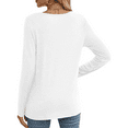 thumbnail image 2 of MLDRA T Shirts for Women Long Sleeve Thin Loose Shirts Crewneck Comfy Casual Basic Fall Tops Loose Fit Clothes White, 2 of 7