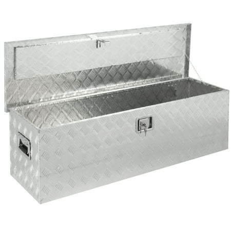 Best Choice Products 49in Lockable Aluminum Tool Box with Lock and 2 (Best Rated Box Trucks)