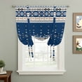 thumbnail image 2 of Navy Blue Boho Balloon Curtains 63 Inch Length for Living Room/Bedroom, Vintage Ethnic Tribe Abstract Art Rod Pocket Privacy Door Curtains Decorative Tie Up Shade for Window 52"x63", 2 of 8