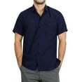 thumbnail image 2 of HAPPY BAY Men's Hawaiian Shirt Solid Beach Shirts Casual Button Up Short Sleeve Shirts for Men M Navy, Plain, 2 of 6