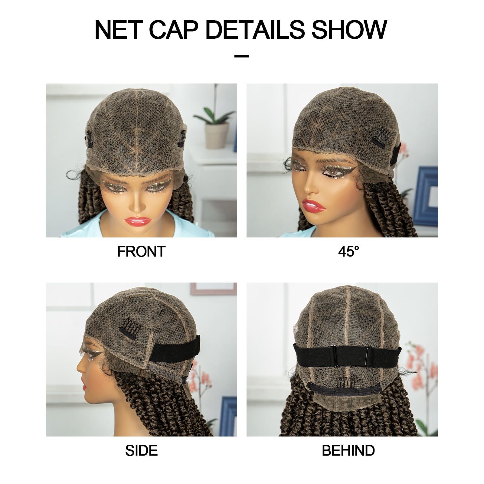 Braided Wigs for Women Synthetic Full Lace Wig Braided Wigs Knotless Box Braided Wigs Braid Braiding Hair Water Wave Wavy Braids Wigs 26 inches (1B/27 Color)