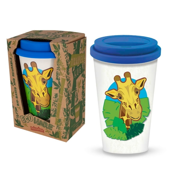 Ecoware Travel Mug - Giraffe by Deluxebase. 400ml Reusable Bamboo Cup for Coffee, Tea & Hot Drinks