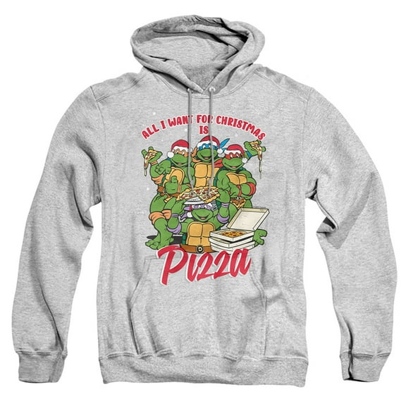 Teenage Mutant Ninja Turtles Christmas Pizza Adult Pull-Over Hoodie, Athletic Heather, 3X-Large