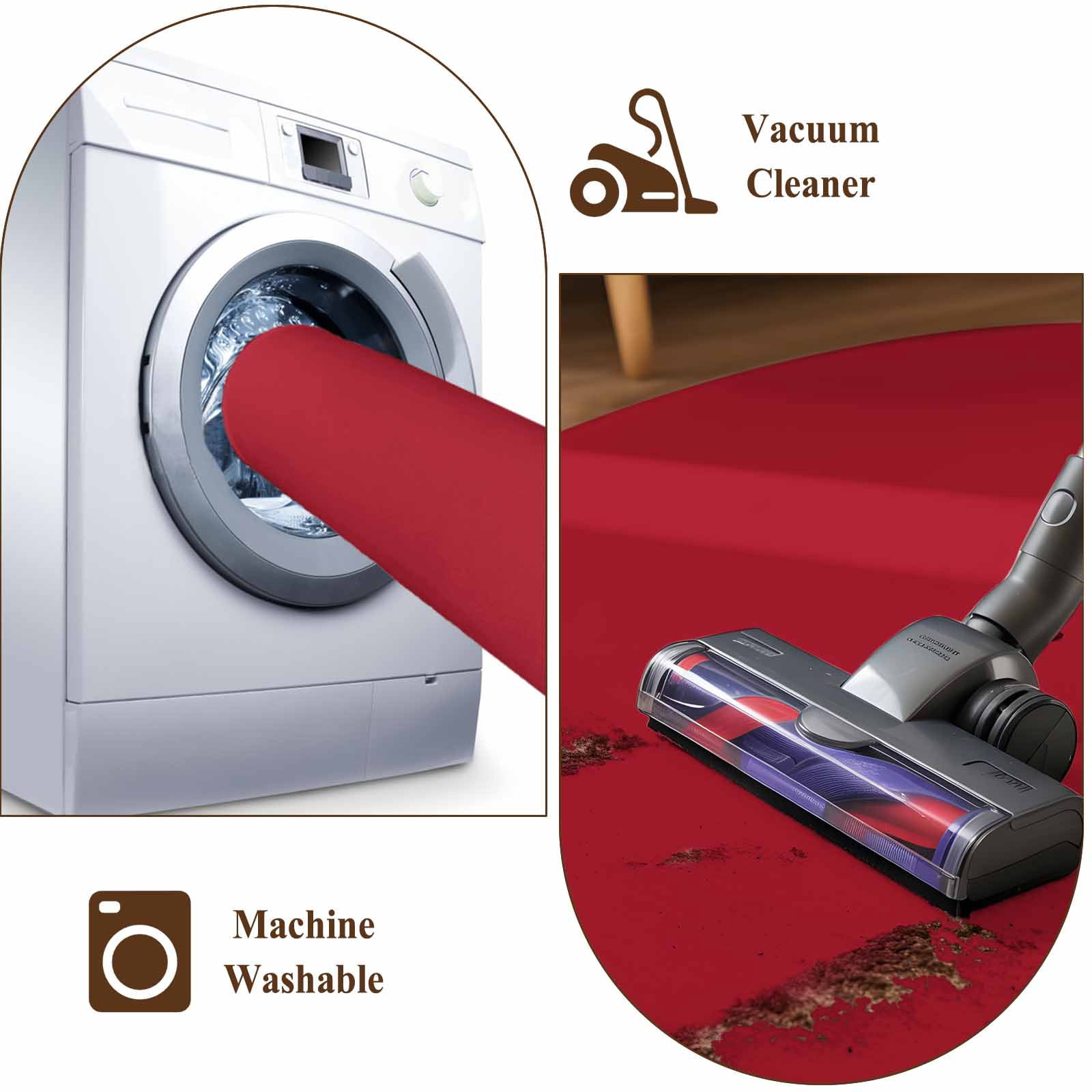 Pure Red Area Rugs 5'x8', Washable Small Throw Rugs for Classroom Bedroom, Simple Solid Color Indoor Outdoor Rug Non-Slip Low Pile Carpet Runner Reversible Floor Mats
