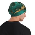 thumbnail image 5 of Naloa Green Gold Glitter Soft Beanie Hat, Knit Beanie Daily Beanie in Fine Knit for Women Men Winter Travel, Outdoor, 5 of 7