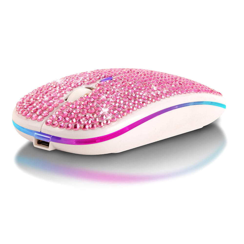 Wireless Mouse Rechargeable Bluetooth Computer Dual Mode Mause USB Silent Pink Crystal Mice