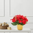 thumbnail image 4 of OEFNTAC Decorations Artificial Potted Poinsettia Christmas Flower Arrangement Faux Red Plants Holiday Table Decor Easter Bonsai Home Office 20x28cm Christmas Decor, 4 of 4