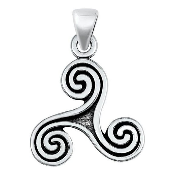 Sterling Silver Triskele Spiral Trinity Pendant Celtic Wave Swirl Charm Jewelry Female Unisex
