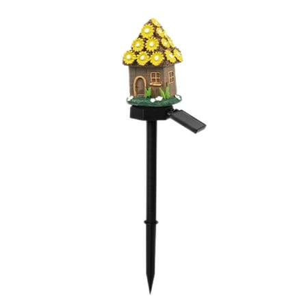 

Aousin Solar Resin House Lawn Lamp 600mAh Garden Ground Plug Lights Landscape Lamp (A)