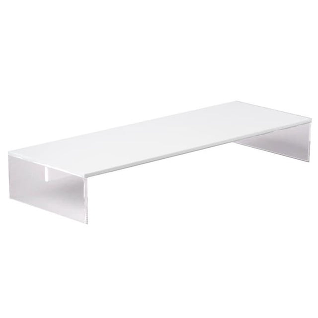 Cal Mil 3586-3-15 Rectangular Acrylic Riser, Clear & White - 20 x 7 x 3 in.