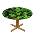 thumbnail image 3 of JEUXUS  Green Marijuana Round Tablecloths Table Covers with Elastic Polyester Fitted Tablecloth Circular Table Mat for Indoor Outdoor Party Dinner Fit Table, 3 of 7