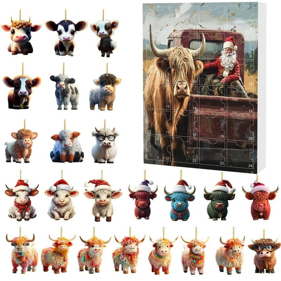 WEGFTDUOP Christmas Decoration Hristmas Cow Advent Calendar 2025 24 Days Of Christmas Advent Calendar Hanging Ornament Holiday Products