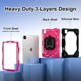 thumbnail image 2 of Shockproof Case for Apple iPad Pro 11 M4 2024, Build in Pencil Holder Rotating Stand Shoulder Strap Bumper Shockproof Rugged Kids Friendly Case Cover for iPad Pro 11 Inch M4 2024, Rose, 2 of 8