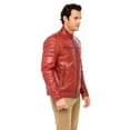 thumbnail image 4 of Skylinewears Mens Vintage Leather Jacket Stand Collar 100% Genuine Sheepskin Leather Coat Size S, 4 of 6