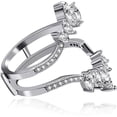 thumbnail image 2 of Gems Jewels 14K White Gold Plated 2.20 Ct Marquise Cut Diamond Wedding Engagement Enhancer Guard Wrap Ring 925 Sterling Silver For Women's -8.5, 2 of 3