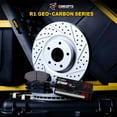 thumbnail image 2 of R1 Concepts Drilled and Slotted Carbon Coated Disc Brake Rotor Set with Optimum Oe Pads and Hardware WBUH1-67105, 2 of 3
