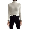 thumbnail image 1 of Liacowi Women Knitted Turtleneck Sweater Long Sleeve Crop Pullover Slim Jumpers Tops Fall Knitwear Streetwear, 1 of 7
