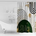 thumbnail image 2 of Green Black Gold Boho Shower Curtain Abstract Green Gold Leaves Plant Modern Waterproof Bath Curtain for Bathroom,Mid Century Gold Green Geometric Shower Curtain Set with Hooks 72x84 Inch, 2 of 6