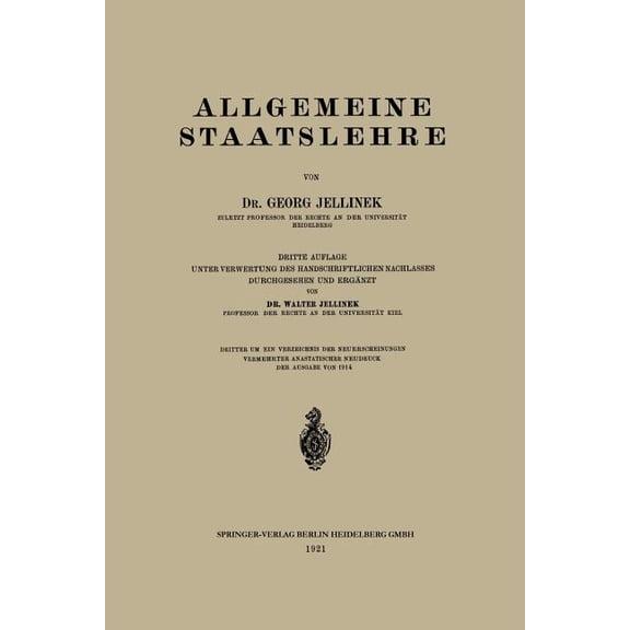 Allgemeine Staatslehre, (Paperback)