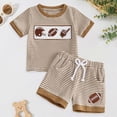 thumbnail image 2 of CAICJ98 Toddler Baby Boy Golf/Baseball Outfit Short Sleeve Embroidered T Shirts + Stripe Shorts Set Infant Summer Clothes (Brown,2-3 Years), 2 of 7