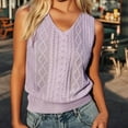 thumbnail image 2 of Ruimatai Women's V-Neck Sleeveless Cable Knit Sweater Soft Stretchy Comfortable Lightweight Pullover Top, 2 of 8