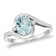 thumbnail image 1 of 14K White Gold Diamond Natural Aquamarine Bypass Engagement Ring Oval 8x6 mm, size 5, 1 of 1