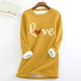 thumbnail image 2 of zaveiop Womens Love Print Sherpa Lined Sweatshirt Warm Winter Crewneck Long Sleeve Thick Fleece Pullover Loose Casual Thermal Tunic Tops (Z3-Yellow, XL), 2 of 4