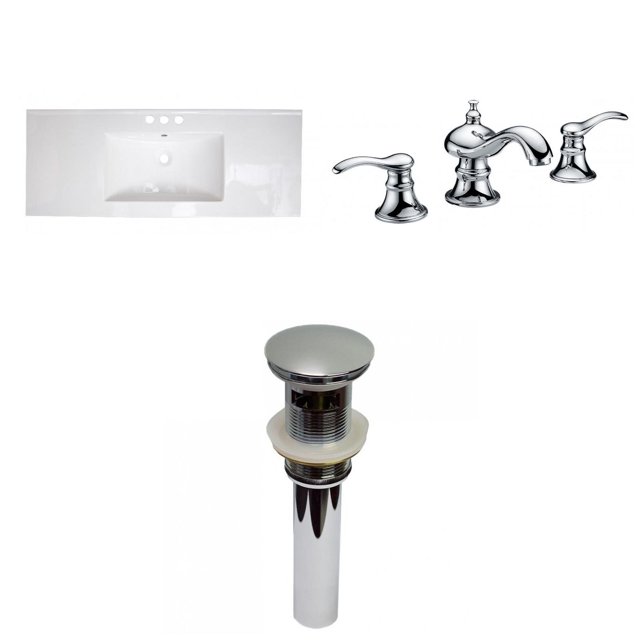 American Imaginations 48.75-in. W 3H8-in. Ceramic Top Set In White Color - Overflow Drain Incl. AI-29983