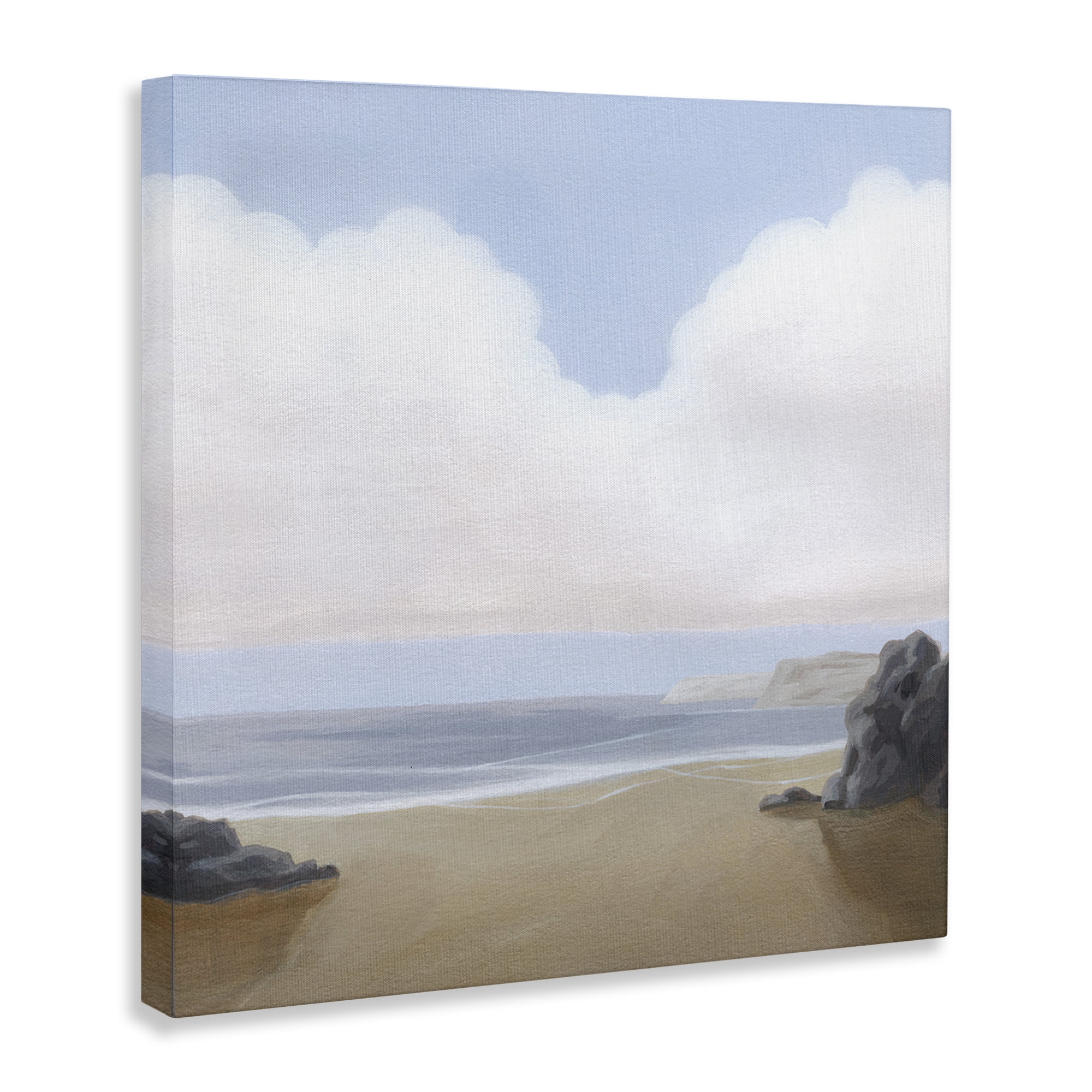 Stupell Industries Soft Clouds Over Beach Landscape Painting Gallery Wrapped Canvas Art Print Wall Art, 17 x 17