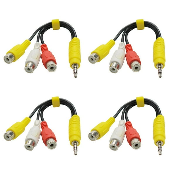 LOVEVER 4pcs AV Audio Splitter RCA Cable Extension Cable 3-way Splitter Audio Adapter