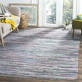 thumbnail image 2 of SAFAVIEH Rag Robynne Striped Cotton Area Rug, Aqua/Multi, 6' x 9', 2 of 11