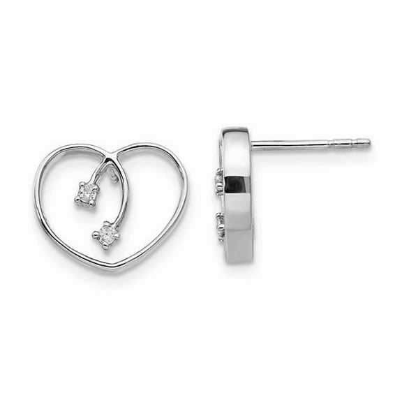 Primal Silver Sterling Silver Rhodium-plated 0.04 Cttw Diamond Heart Earrings