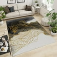thumbnail image 2 of Black Ink Gradient Marble Area Carpet, Golden Lines Abstract Light Luxury Living Room Rug, Floor Rugs Comfortable Soft Breathable with Non-Slip Backing for Bedroom Study Office 2x3ft, 2 of 7
