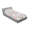 thumbnail image 2 of Ambesonne Floral Fitted Sheet & Pillow Sham Set, Flowers Berries, Twin, Dark Coral Aqua, 2 of 2