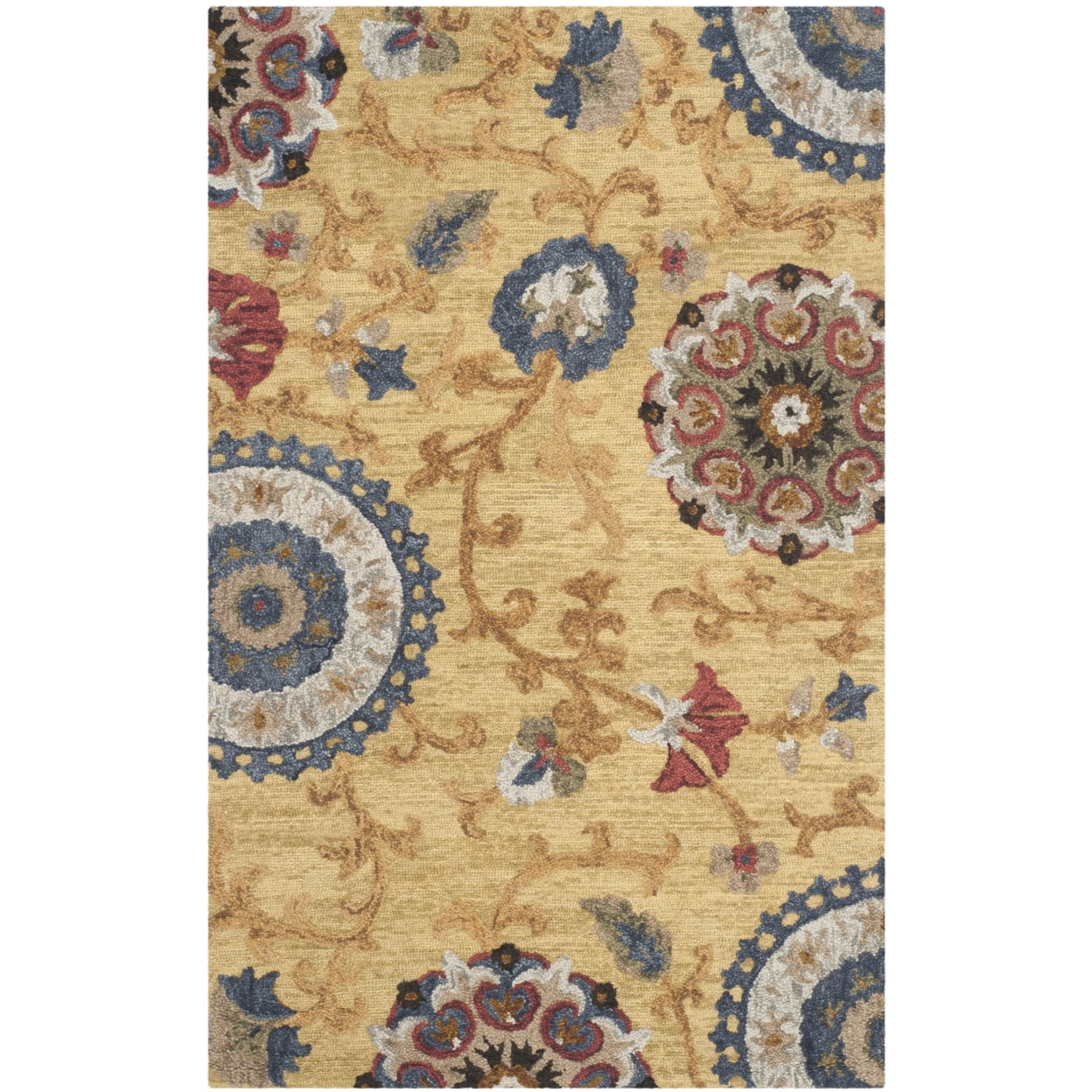 SAFAVIEH Blossom Danny Floral Wool Area Rug, Gold/Multi, 11' x 15'