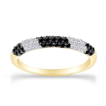 1/2 Carat Natural Enhanced Black & White Diamond Ring In 14K Yellow Gold Over Sterling Silver (0.5 Cttw I2-I3 Clarity)