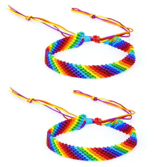 Woven Couple Weave Rainbow Pride Bracelet for Braided Rope Friendship Bracelet Adjustable