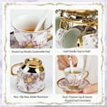 thumbnail image 5 of HDUTNGISN 20Pcs European Porcelain Tea Set,Saucers with Metal Holderfor Women,Purple, 5 of 12
