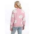 thumbnail image 3 of Sweaters for Women Crewneck Floral Printed Casual Cute Sweater Ribbed Lantern Sleeve Casual Knitted Pullover Sweater Alsol Lamesa, 3 of 6