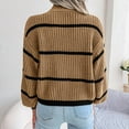 thumbnail image 5 of oqasdz Womens Sweaters Winter Oversized Long Sleeve Striped Sweater Turtleneck Side Split Tunic Pullover Jumper Knit Tops Casual Comfort Soft, 5 of 6
