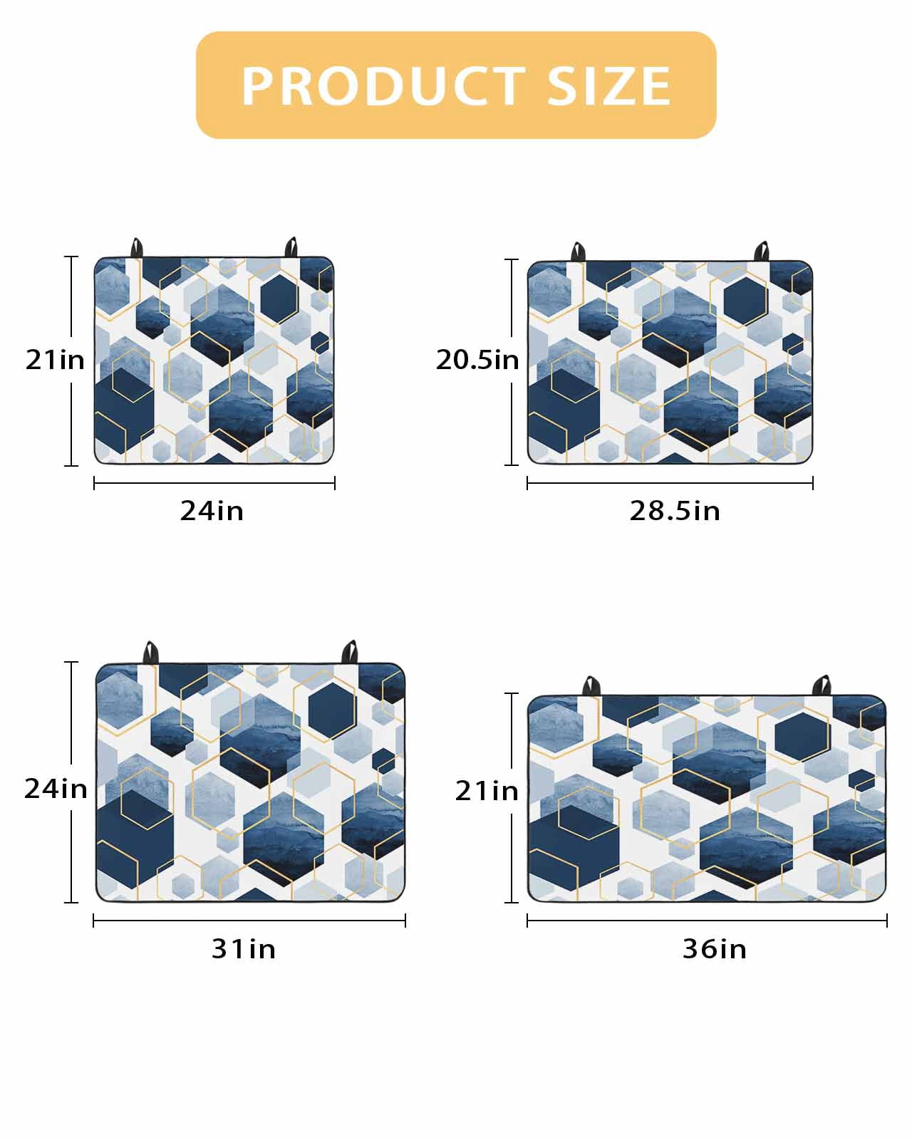 nqOlkjepod Large Induction Cooktop Protector Mat 36"x21", Navy Blue Geometric Stove Top Covers for Electric Stove, Gold White Hexagon Modern Decorative Stove Burner Cover Mats, Glass Top Stove Cover