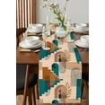 thumbnail image 4 of Table Runner Dresser Scarves 60 Inch Long, Mid Century Abstract Geometric Art Linen Dining Table Runners Botanical Leaves Stripes Arches Tabletop Scarf for Wedding Holiday Party Kitchen, 4 of 7