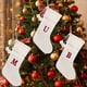 thumbnail image 3 of Medias navideñas pequeñas Avdjesfny, medias navideñas blancas de punto bordadas, decoraciones clásicas con letras personalizadas para la temporada navideña familiar., 3 of 3