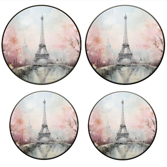 Bahomeck Electric Stove Burner Covers Set Of 4,Eiffel Tower Surrounded By Blooming Cherry Blossom Trees Metal Gas Stove Burner Covers,Protecting Gas Stoves,8 Inch And 10 Inch